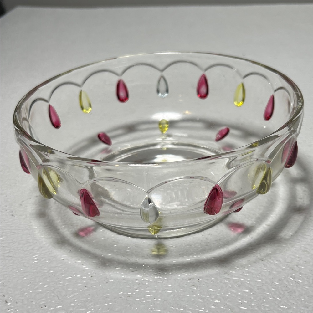 Decorative Glass Bowl with Colorful Raised Accents
